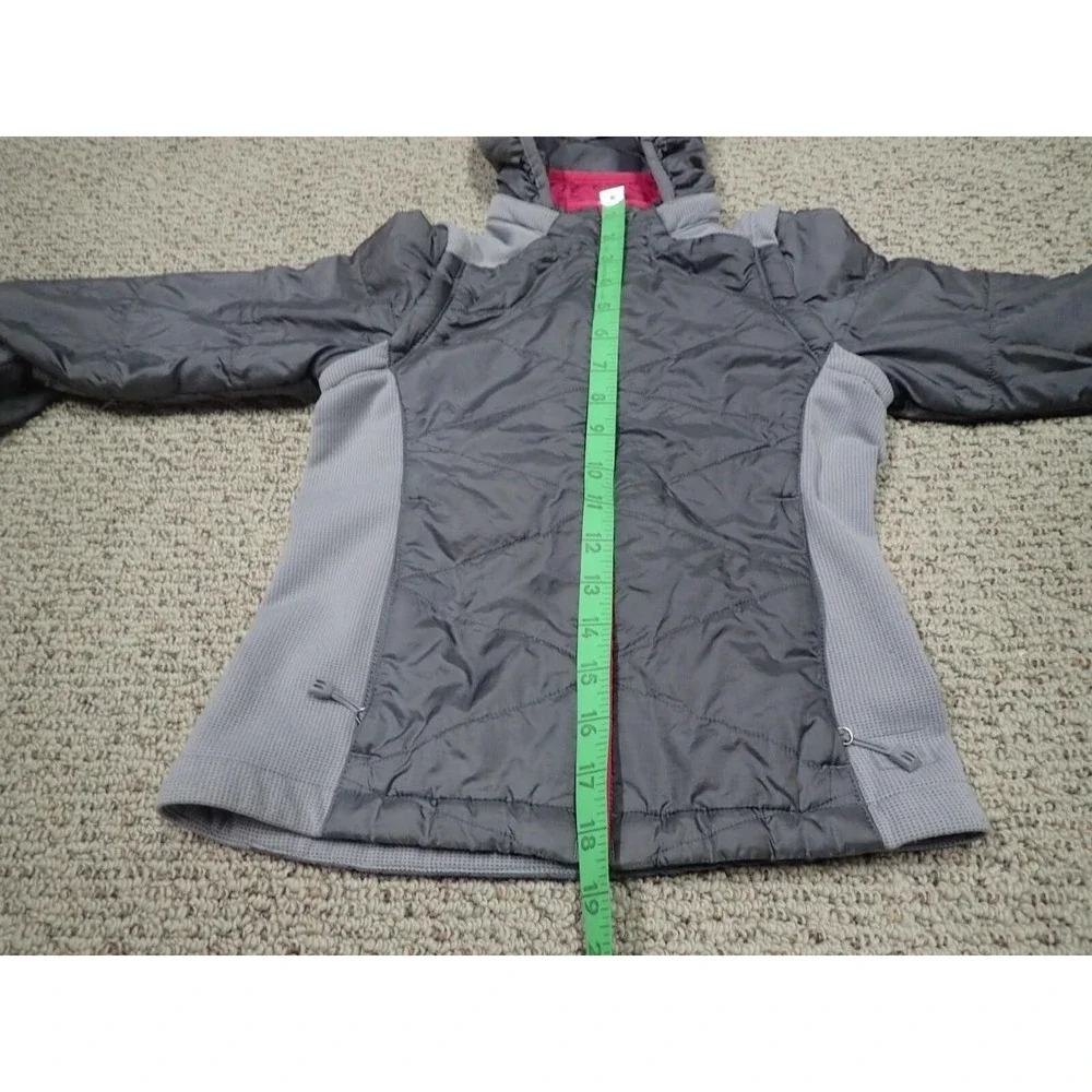 REI Hooded Insulated Jacket Girls Size 8‎ Grey Pink Excellent Hybrid Puffer